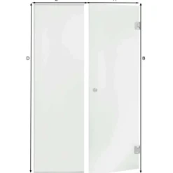 Saunan lasiseinä Andres Glass, ovi, korkea ikkuna, saranat sivulla, oikea