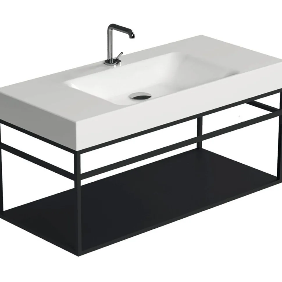 Seinäasennusteline Lavabo Cento -pesualtaalle, mattamusta, eri kokoja