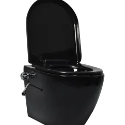 Seinäkiinnitettävä reunaton WC/bidee keramiikka musta