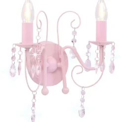 Seinävalaisin helmillä pinkki 2 x e14 polttimoa