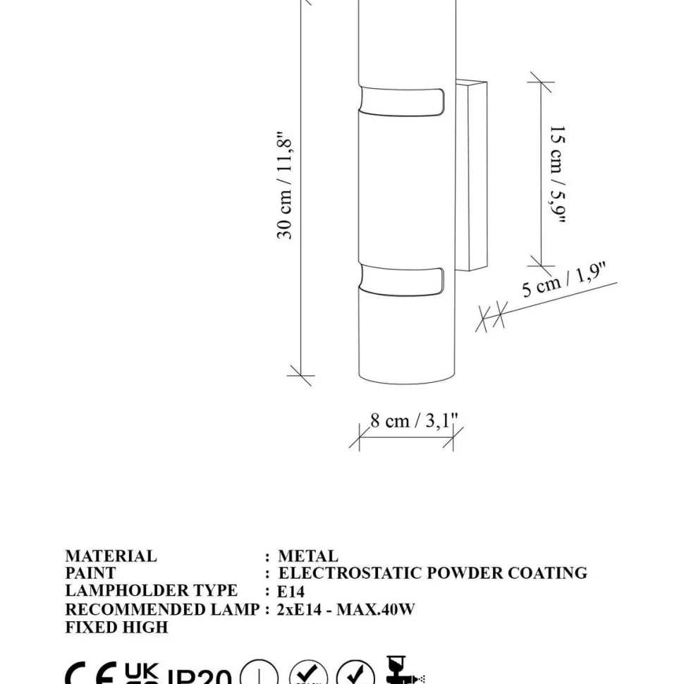 Seinävalaisin Linento Lighting Luxora, musta