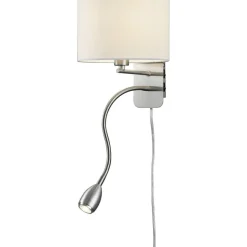 Seinävalaisin Round 200x250x285 mm LED-lukuvalolla valkoinen/harjattu teräs