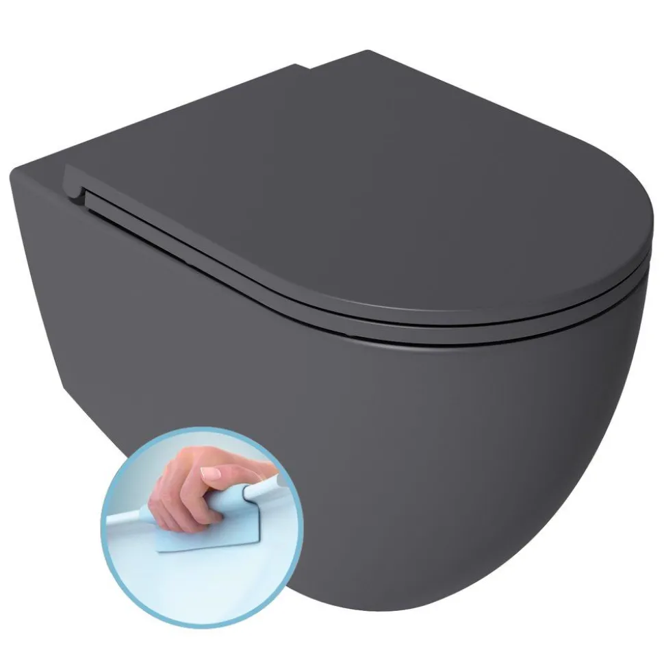Seinä-WC-istuin Interia Infinity Rimless, huuhtelukaulukseton, matta, eri värejä