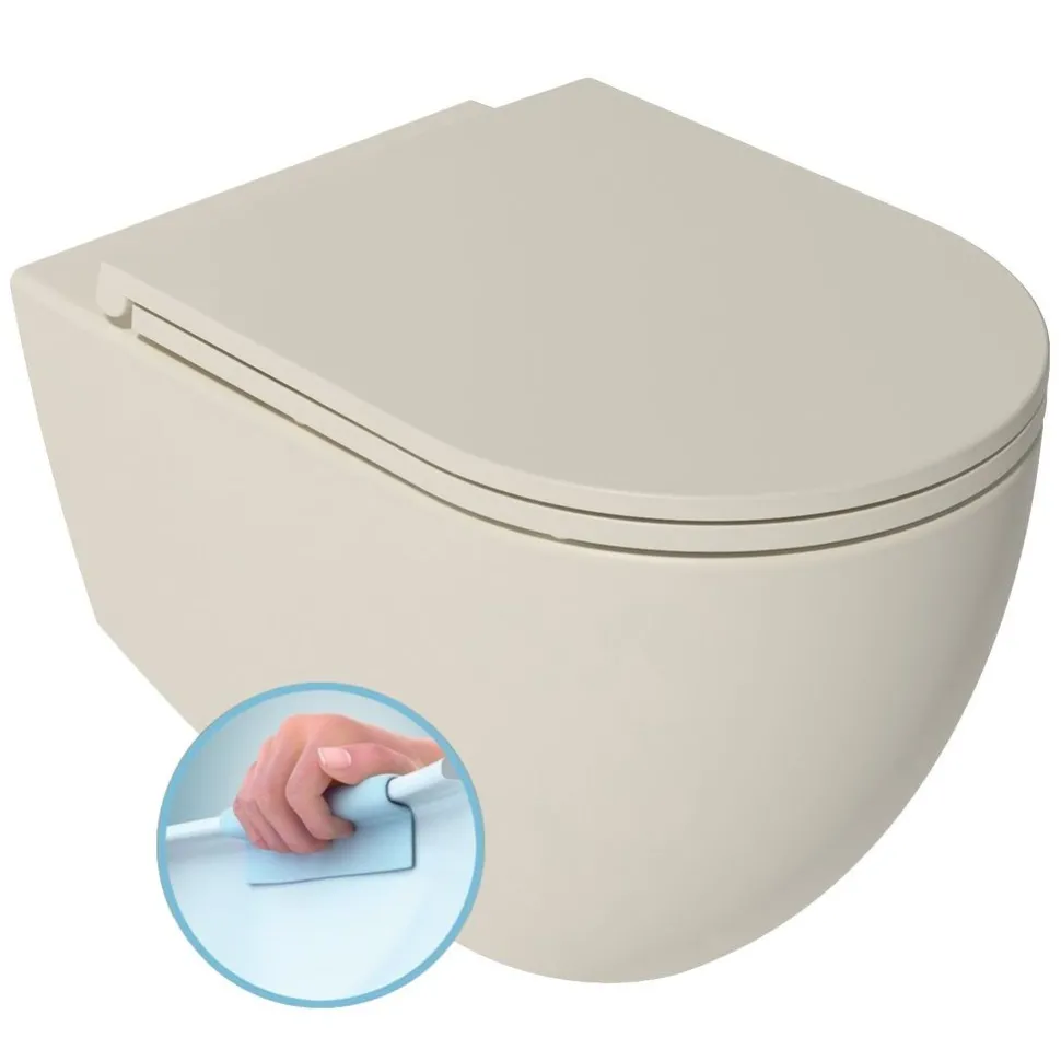 Seinä-WC-istuin Interia Infinity Rimless, huuhtelukaulukseton, matta, eri värejä