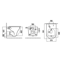 Seinä-WC-istuin Interia Pacho Rimless, soft-close -kannella, eri värejä