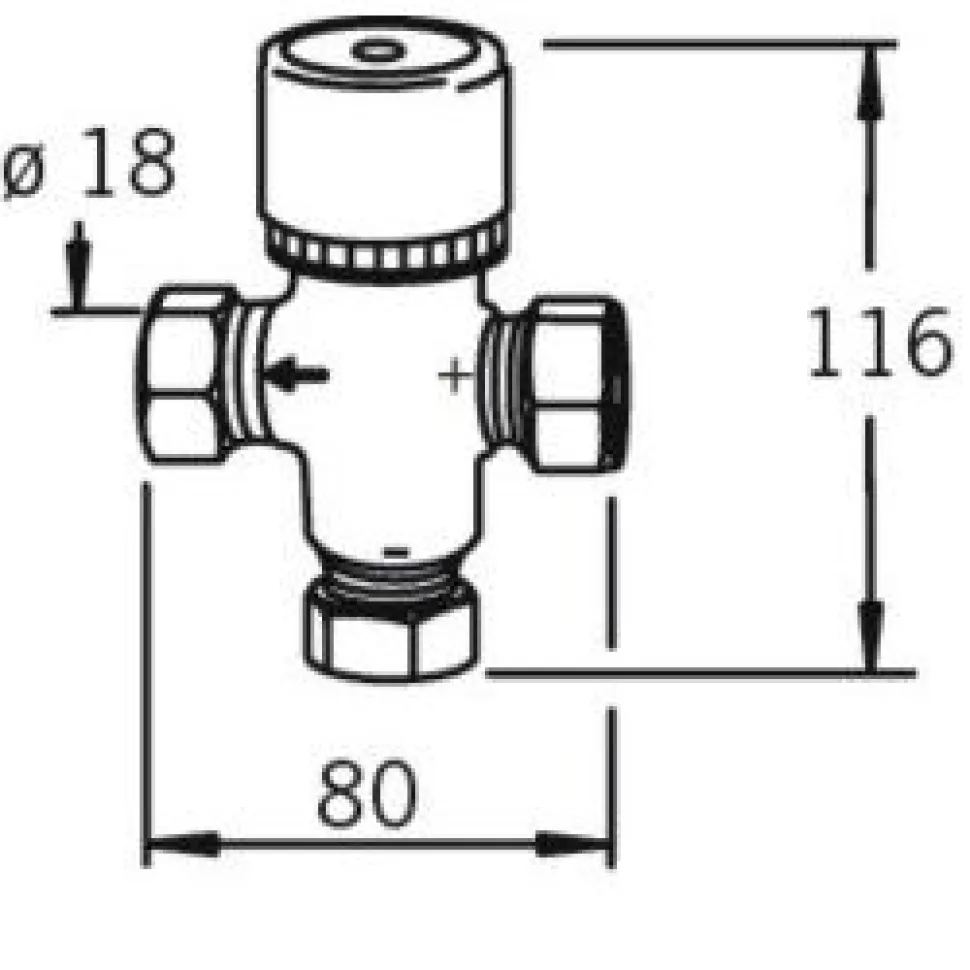Sekoitusventtiili Oras 421015 DN15/Cu18 37-65°C