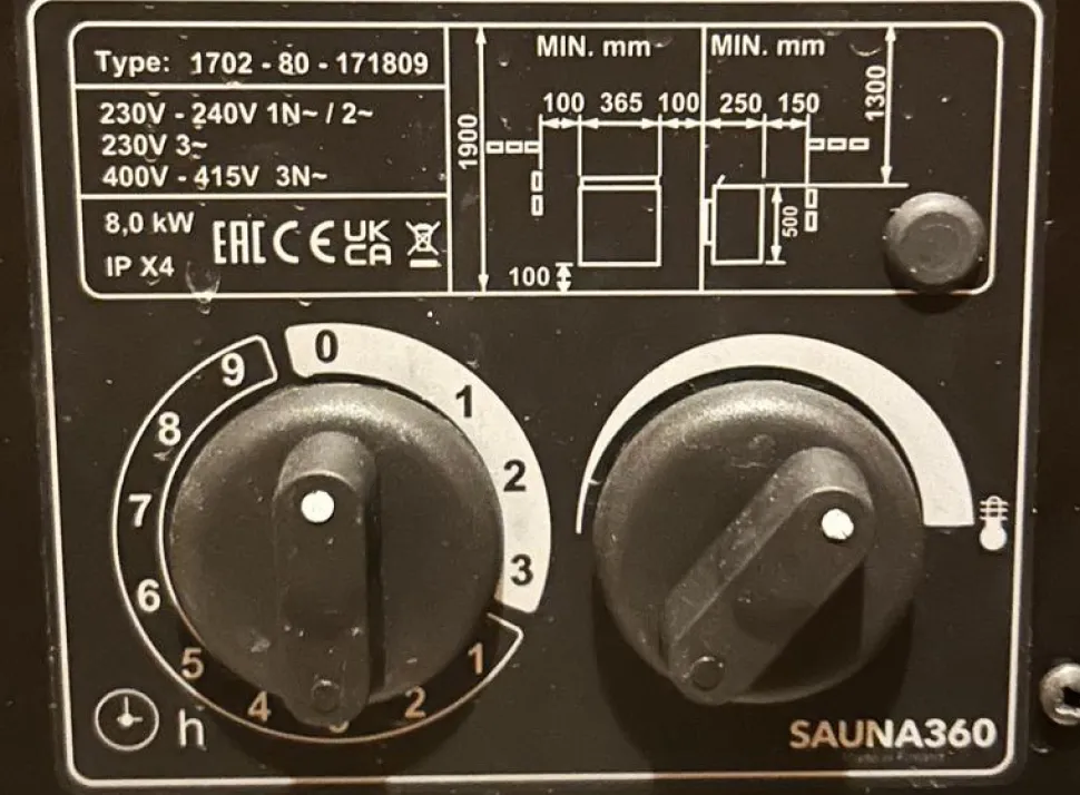 Sähkökiuas Helo Hanko 80 STJ 8 kW 8-12 m³ kiinteä ohjaus musta