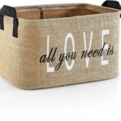 Säilytyskori Linento All You Need Is Love, 30x12x18cm, vaaleanruskea