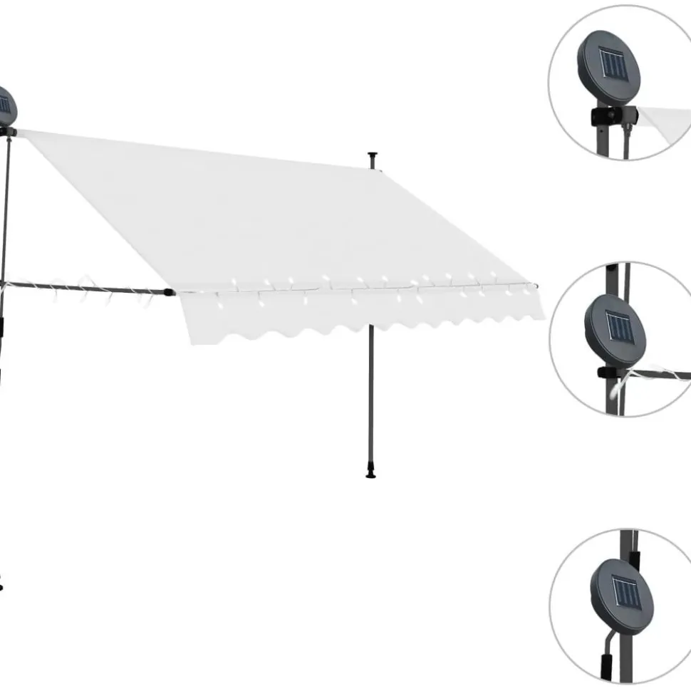Sisäänkelattava markiisi ledillä 300 cm kerma