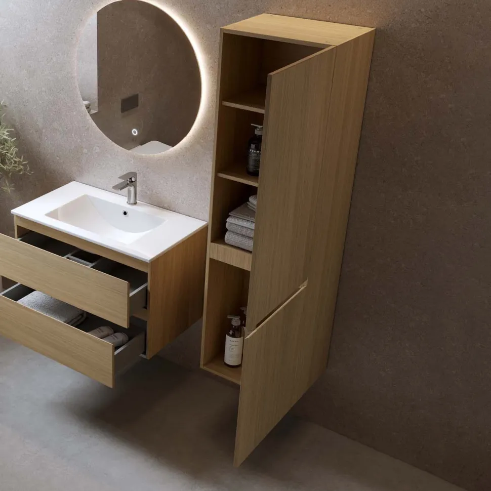 Sivukaappi Bathlife Eufori, 450x1500x350mm, vaalea tammi