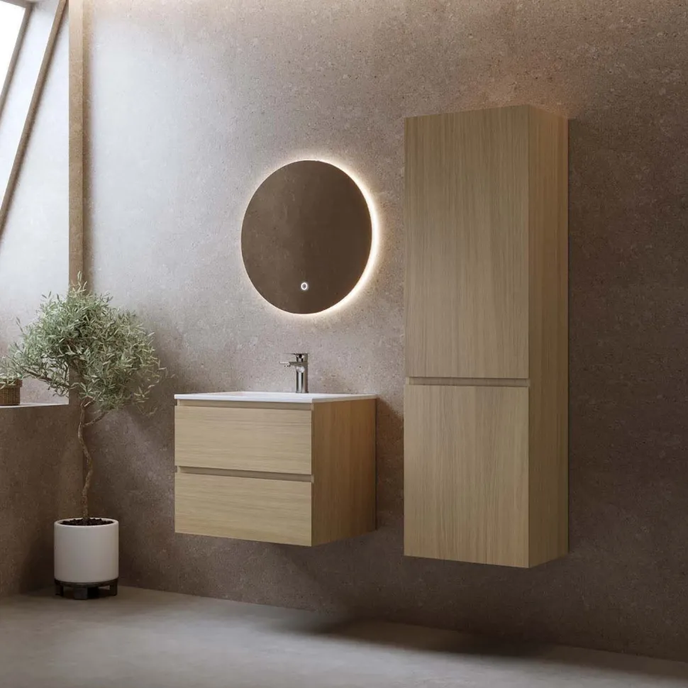 Sivukaappi Bathlife Eufori, 450x1500x350mm, vaalea tammi