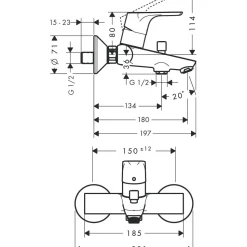 Suihkuhana Hansgrohe Focus juoksuputkella