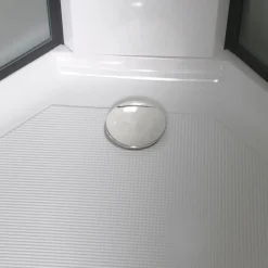 Suihkukaappi Bathlife Betrakta 900x900 mm pyöreä musta kehys valkoinen suihkuseinä