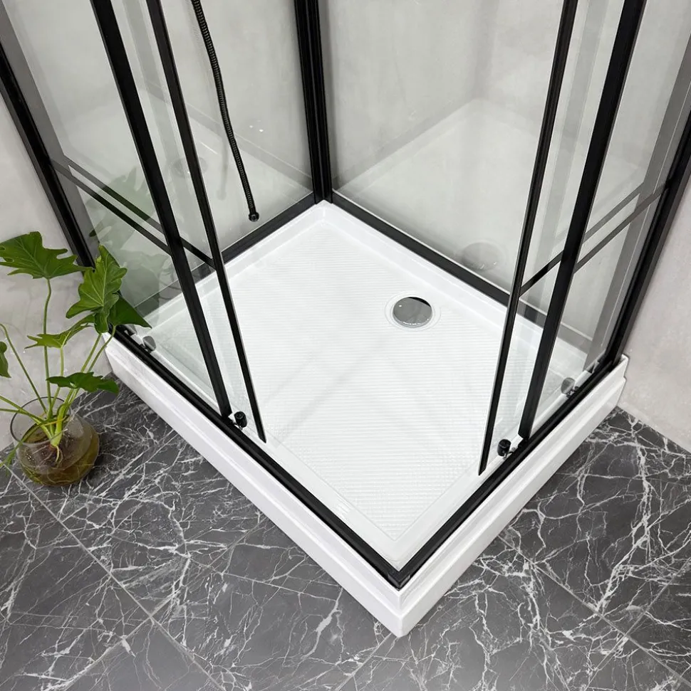 Suihkukaappi Bathlife Betrakta, 70x90cm / 90x70cm, suora, kirkas lasi, musta kehys