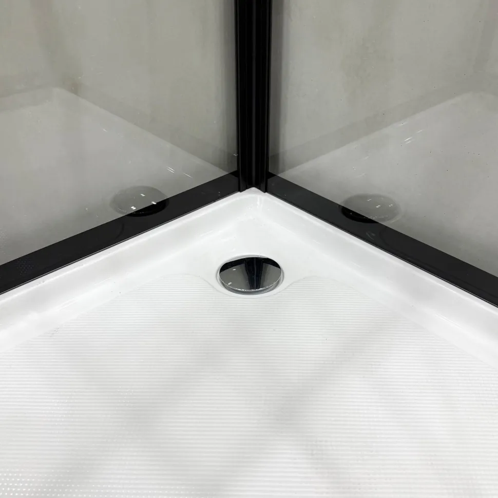 Suihkukaappi Bathlife Betrakta, 70x90cm, pyöreä, kirkas lasi, musta kehys
