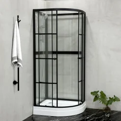 Suihkukaappi Bathlife Betrakta, 70x90cm, pyöreä, kirkas lasi, musta kehys