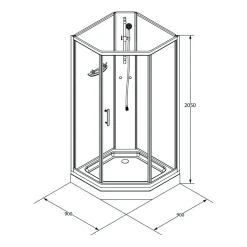 Suihkukaappi Bathlife Ideal suora 900 x 900 mm