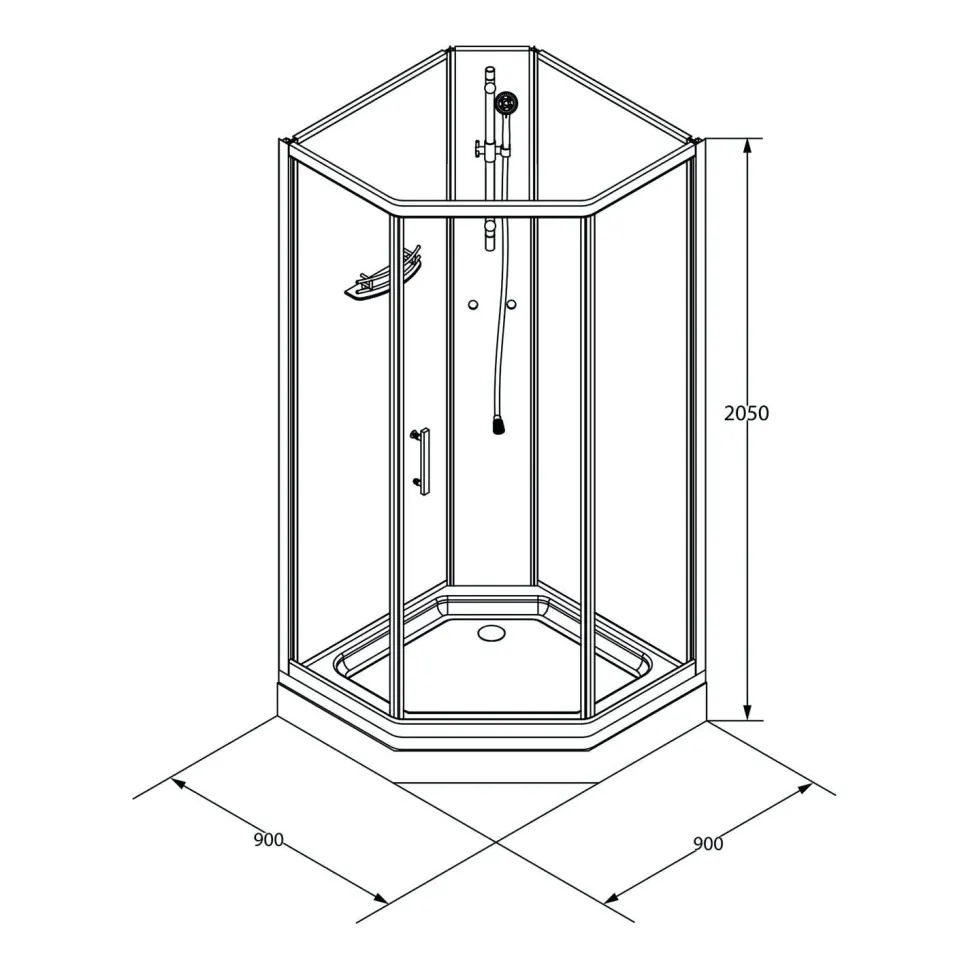 Suihkukaappi Bathlife Ideal suora 900 x 900 mm