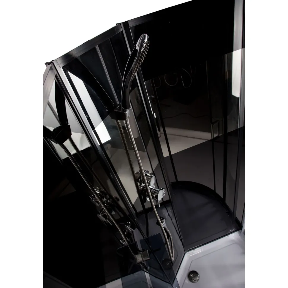 Suihkukaappi Harma Malta 850x850 mm musta kirkas lasi
