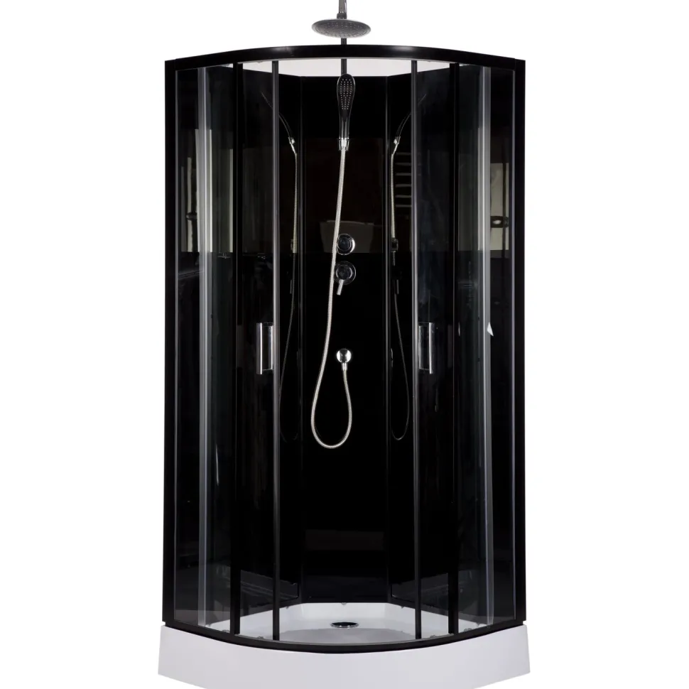 Suihkukaappi Harma Malta 850x850 mm musta kirkas lasi