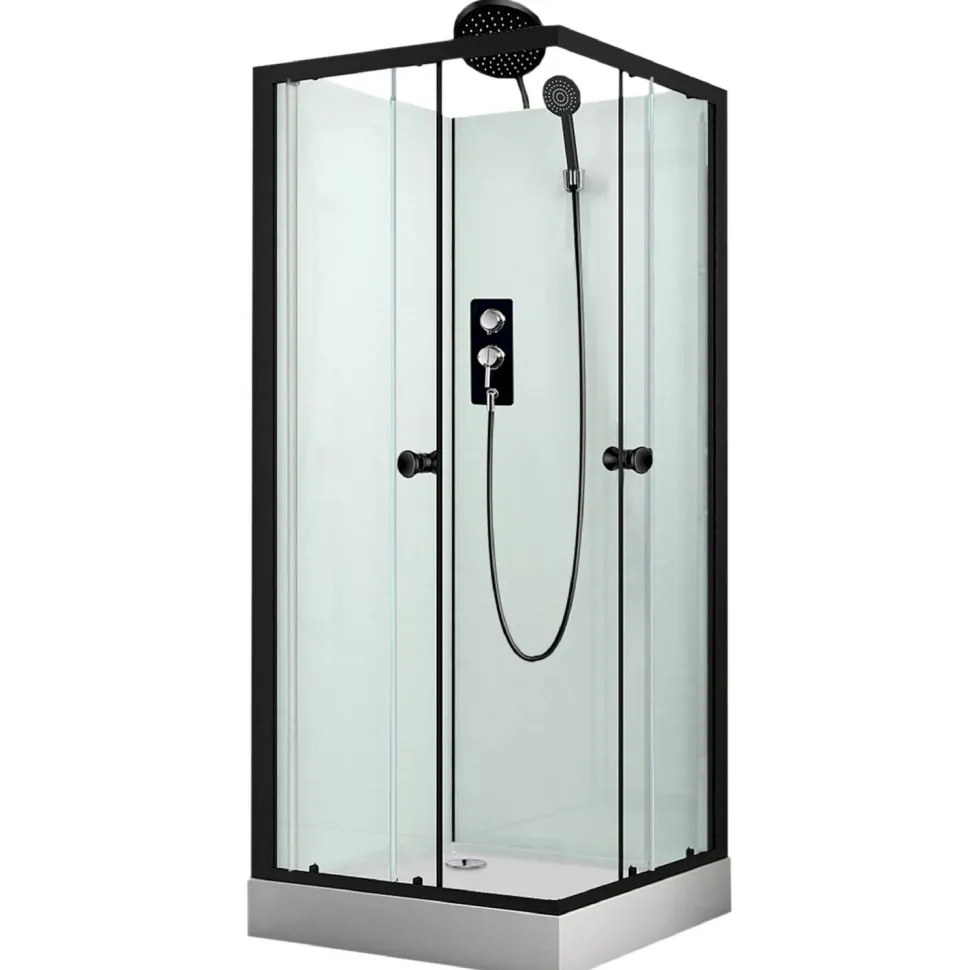 Suihkukaappi Harma Solid, 900x900mm, musta, kirkas lasi
