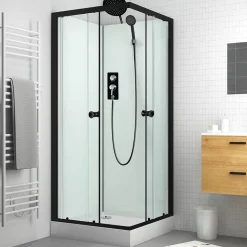 Suihkukaappi Harma Solid, 900x900mm, musta, kirkas lasi