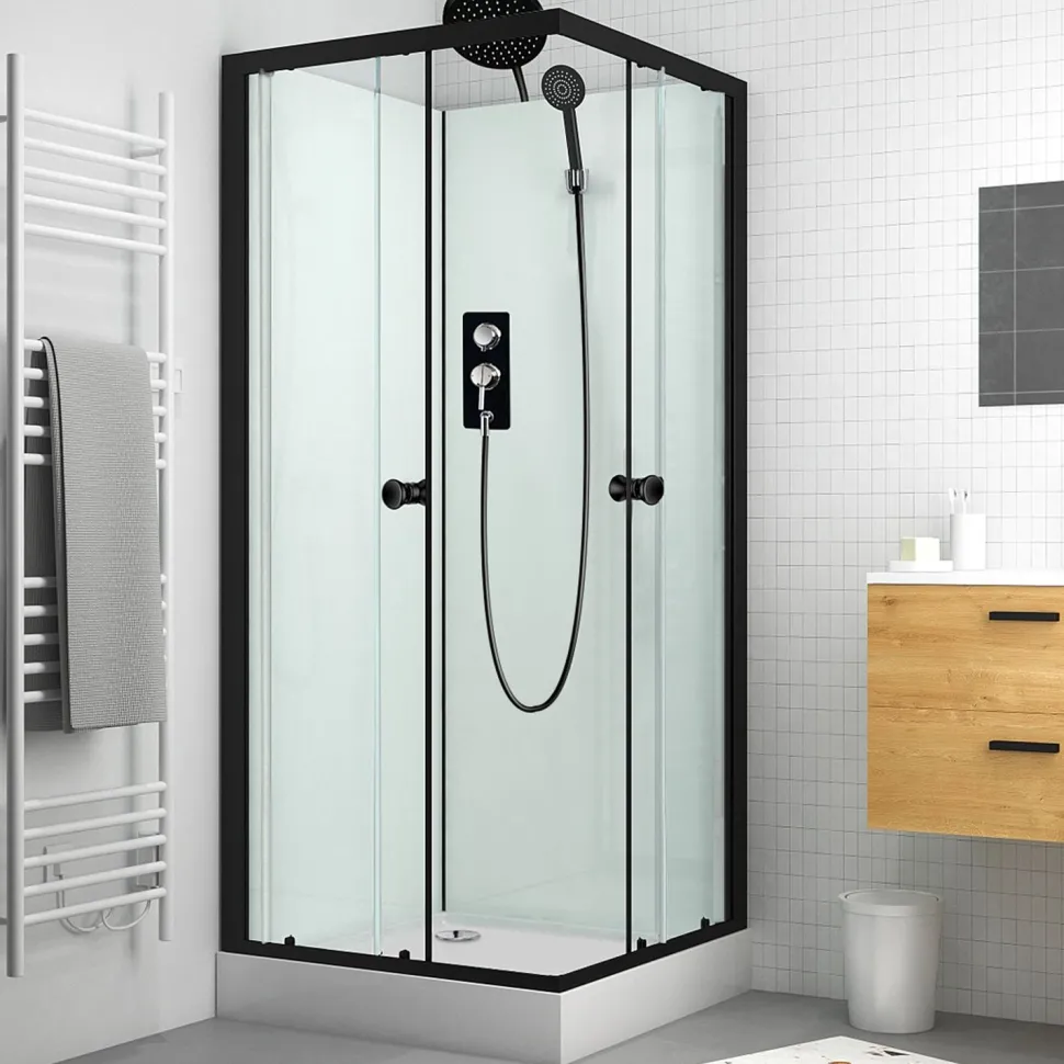 Suihkukaappi Harma Solid, 900x900mm, musta, kirkas lasi