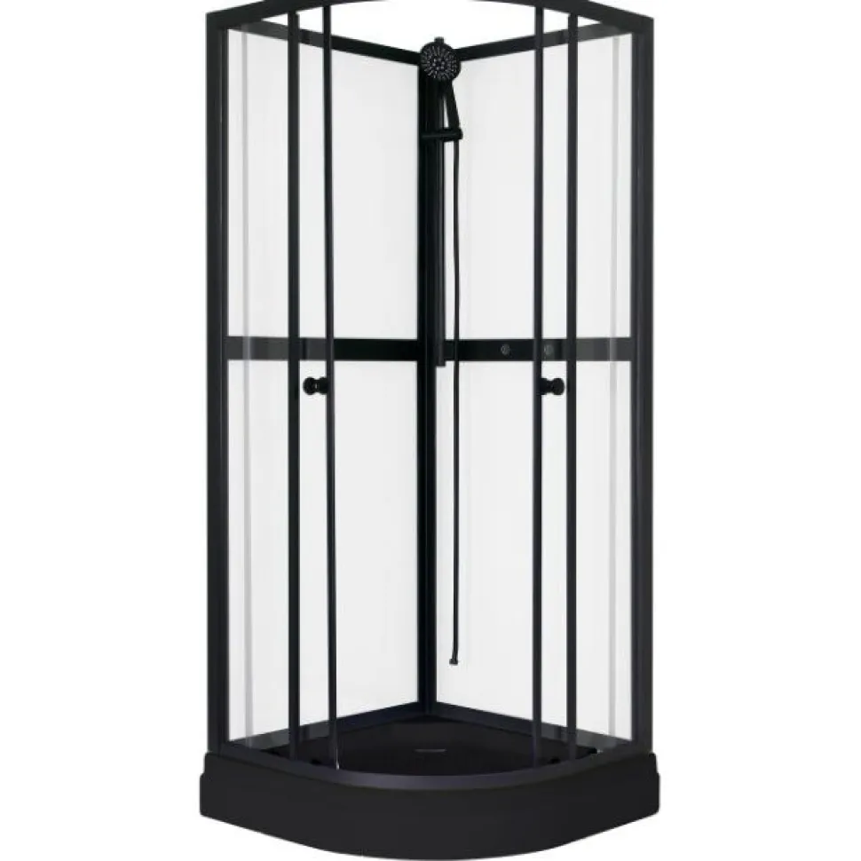 Suihkukaappi Sunwind Aurora Round Black 80x80cm
