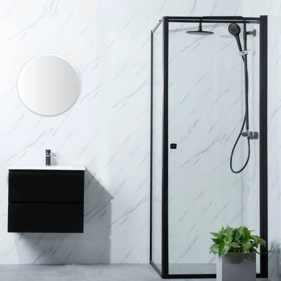 Suihkunurkka Bathlife Profil seinä 700 mm ovi 1000 mm musta kehys