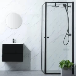 Suihkunurkka Bathlife Profil, 700-1000mm, kaksi ovea, musta, eri kokoja
