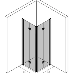 Suihkunurkka Hietakari Infinia 259 taittuvat ovet 80x90/90x80 cm harmaa profiili