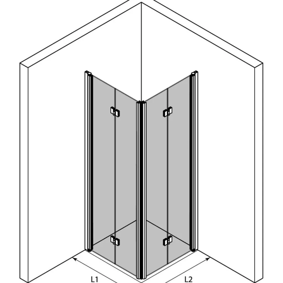 Suihkunurkka Hietakari Infinia 259 taittuvat ovet 80x90/90x80 cm harmaa profiili