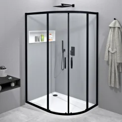 Suihkunurkka Interia Sigma Simply Black R550, kaareva, kirkas lasi, eri kokoja