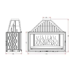 Takkasydän 1100 Grande Vision, 18 kW, harmaa/malmi, 215 kg