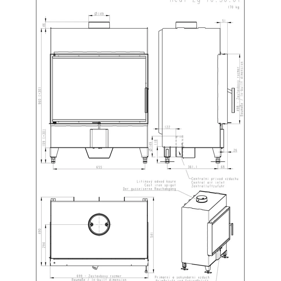 Takkasydän Romotop Heat 4G 70.50.06, 5,5-14,3 kW