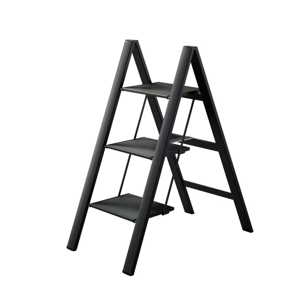 Taloustikas Hasegawa Lucano SlimStep, 3-askelmaa, alumiini, musta