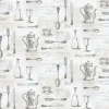 Tapetti Galerie Kitchen Elements KE29939, teksti, harmaa