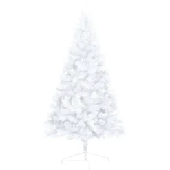 Tekojoulukuusen puolikas valkoinen LED-valo ja pallot eri kokoja