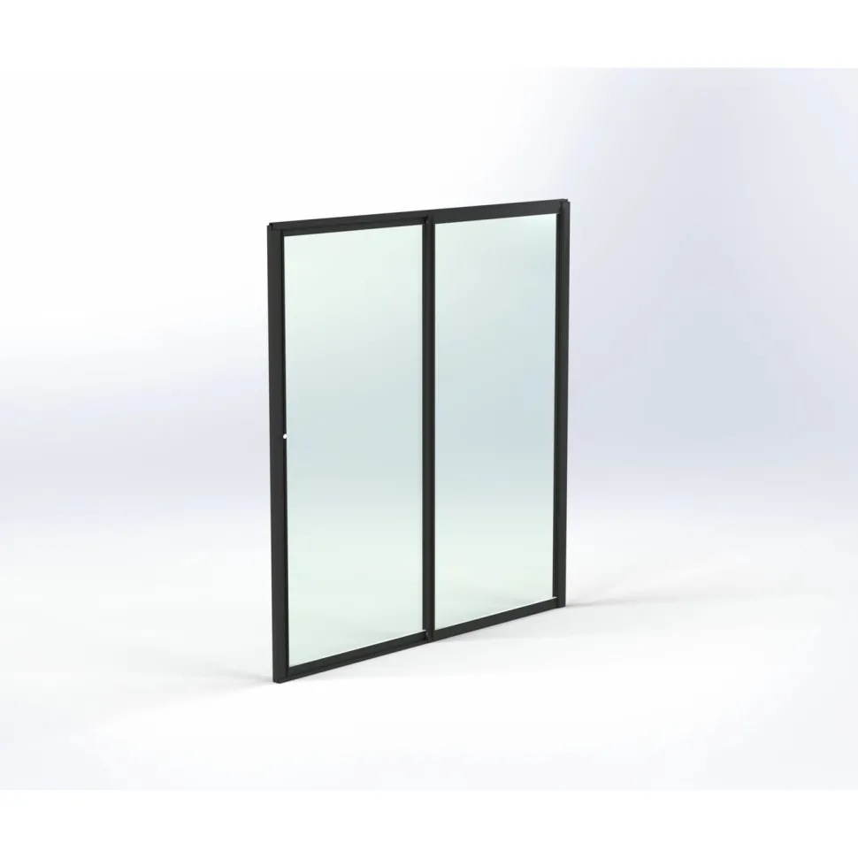 Terassin lasiliukuovi Keraplast 2-os. 2100x1945mm, kirkas/musta, sisäpuolinen nuppilukitus