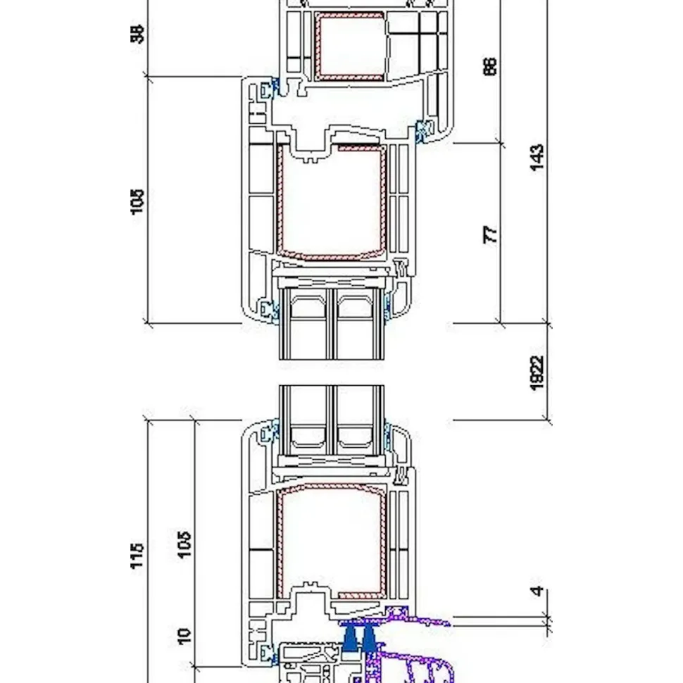 Terassin liukuovi Seicom Portal PSK 200Z A 3K, PVC, 2-osainen, 3-lasinen mittatilausovi