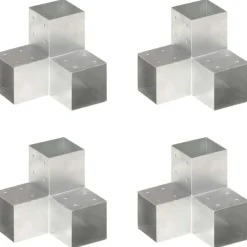 Tolppaliittimet 4kpl Y-muoto galvanoitu metalli 101x101mm
