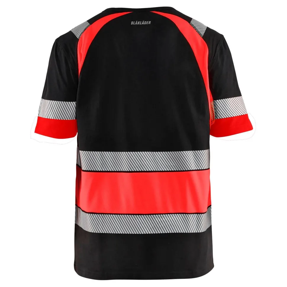 T-paita Blåkläder 3421 Highvis musta/huomiopunainen