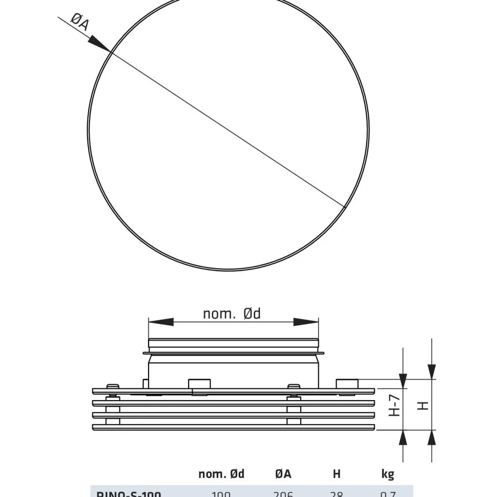 Tuloilmaventtiili Climecon RINO-S-100 9005 musta