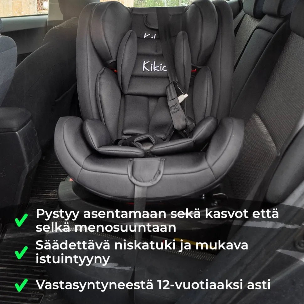 Turvaistuin & turvakaukalo Kikid Black Edition Isofix 0-36kg musta
