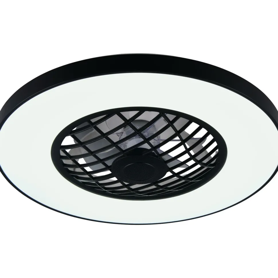Tuuletinkattovalaisin Trio Linköping Ø59cm LED RGB Bluetooth-kaiutin musta