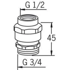 Tyhjöventtiili Oras 261032 G1/2 sk x G3/4 uk kromi