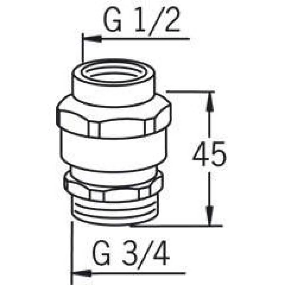 Tyhjöventtiili Oras 261032 G1/2 sk x G3/4 uk kromi