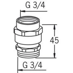 Tyhjöventtiili Oras 261034 G3/4 sk x G3/4 uk kromi