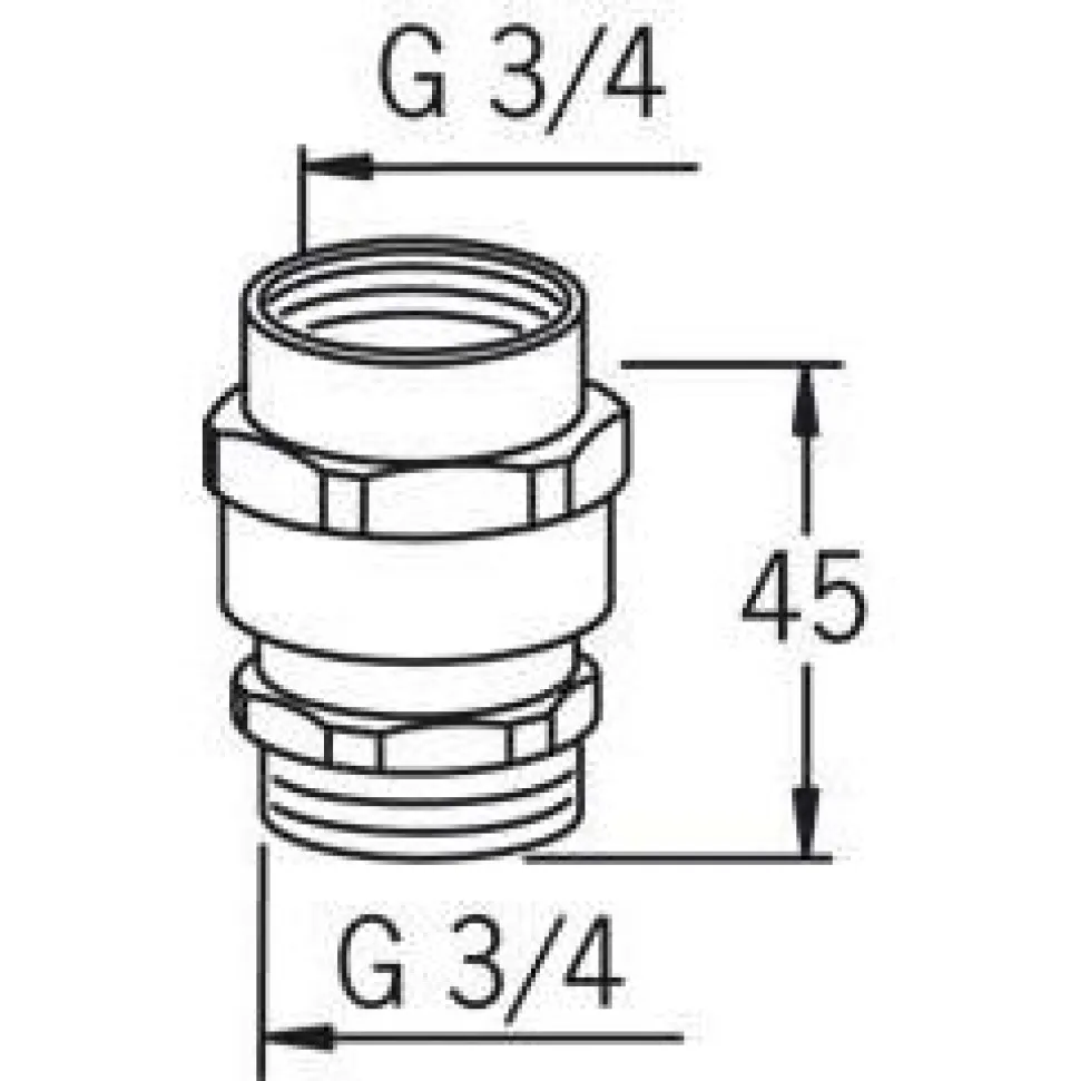 Tyhjöventtiili Oras 261034 G3/4 sk x G3/4 uk kromi