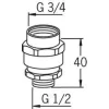 Tyhjöventtiili Oras 261033 G3/4 sk x G1/2 uk kromi